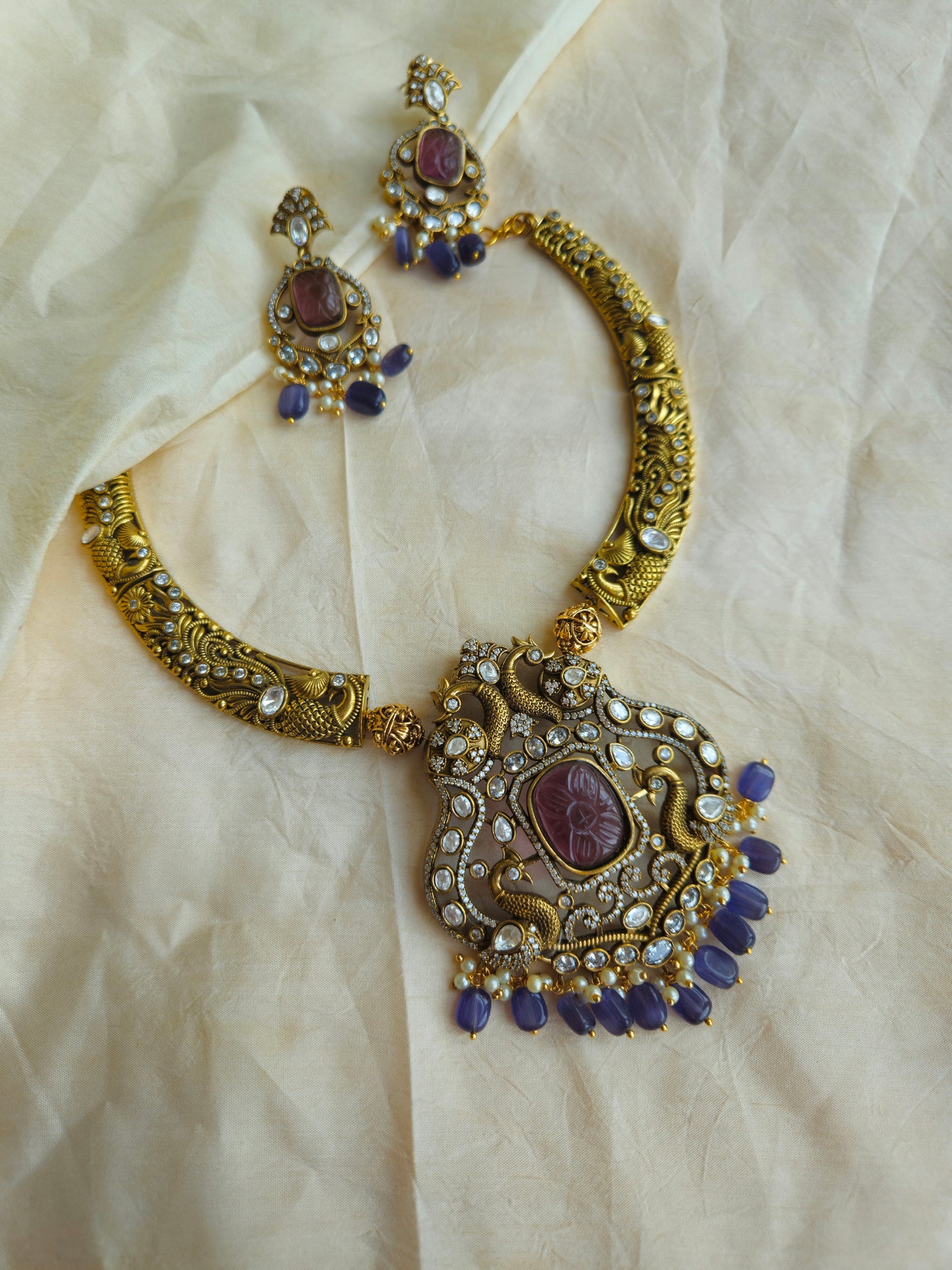 Victorian polki  hasli necklace with earrings