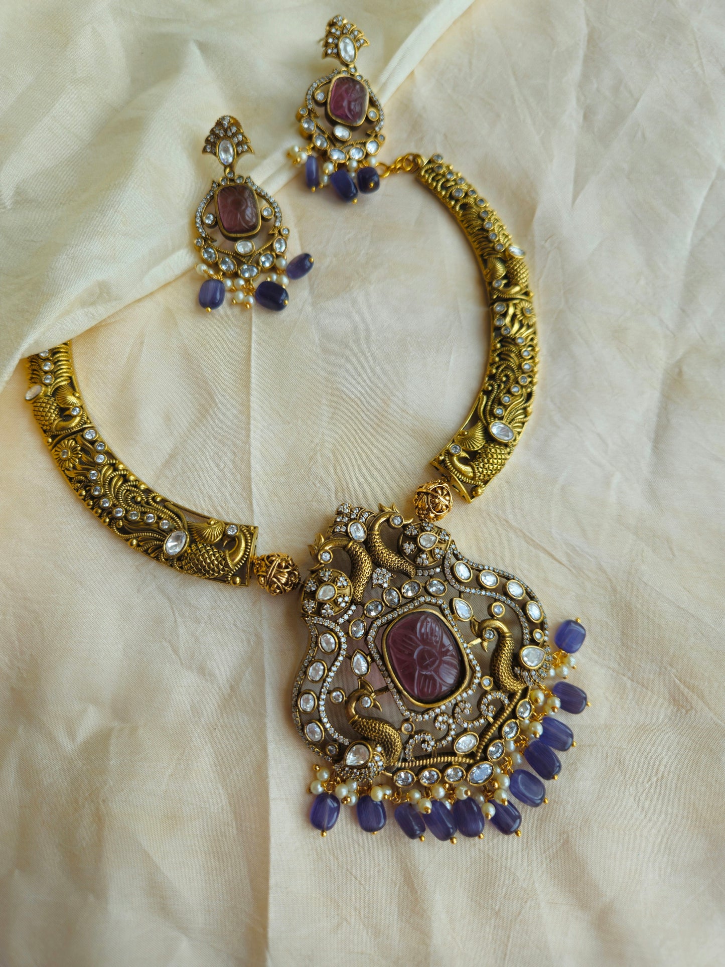 Victorian polki  hasli necklace with earrings
