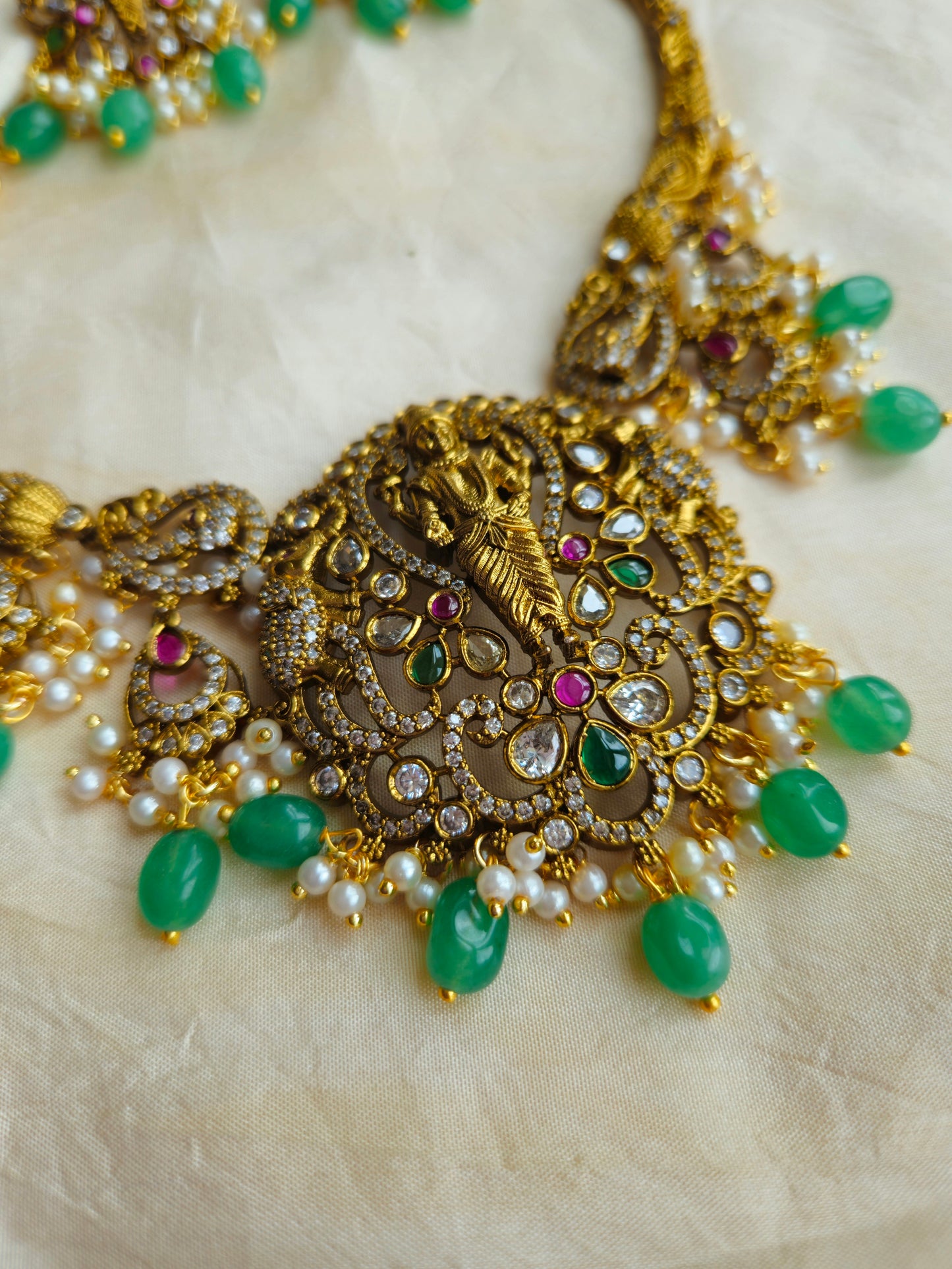 Victorian polki hasli necklace with earrings