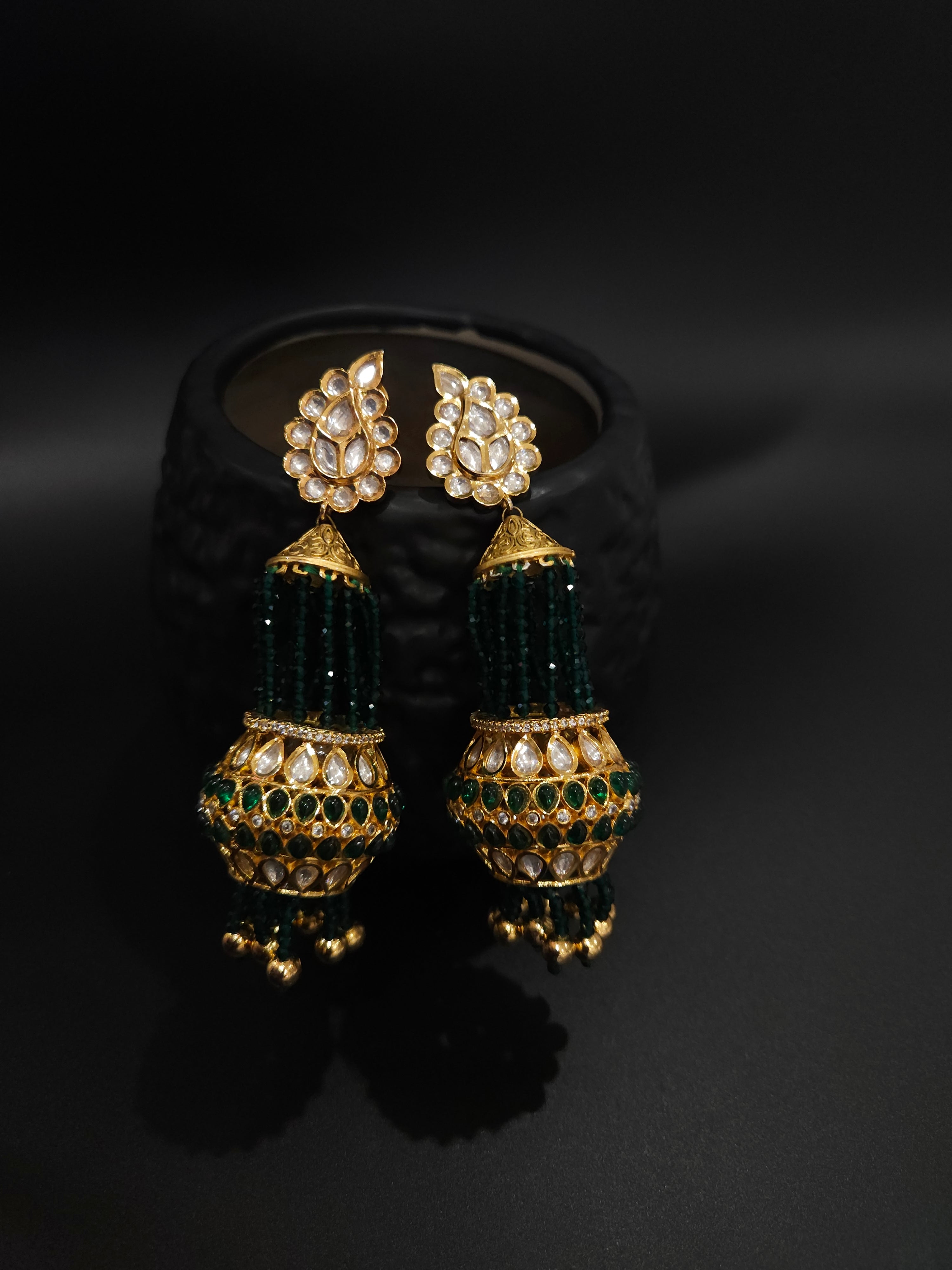 Ashmitha polki jhumka earrings