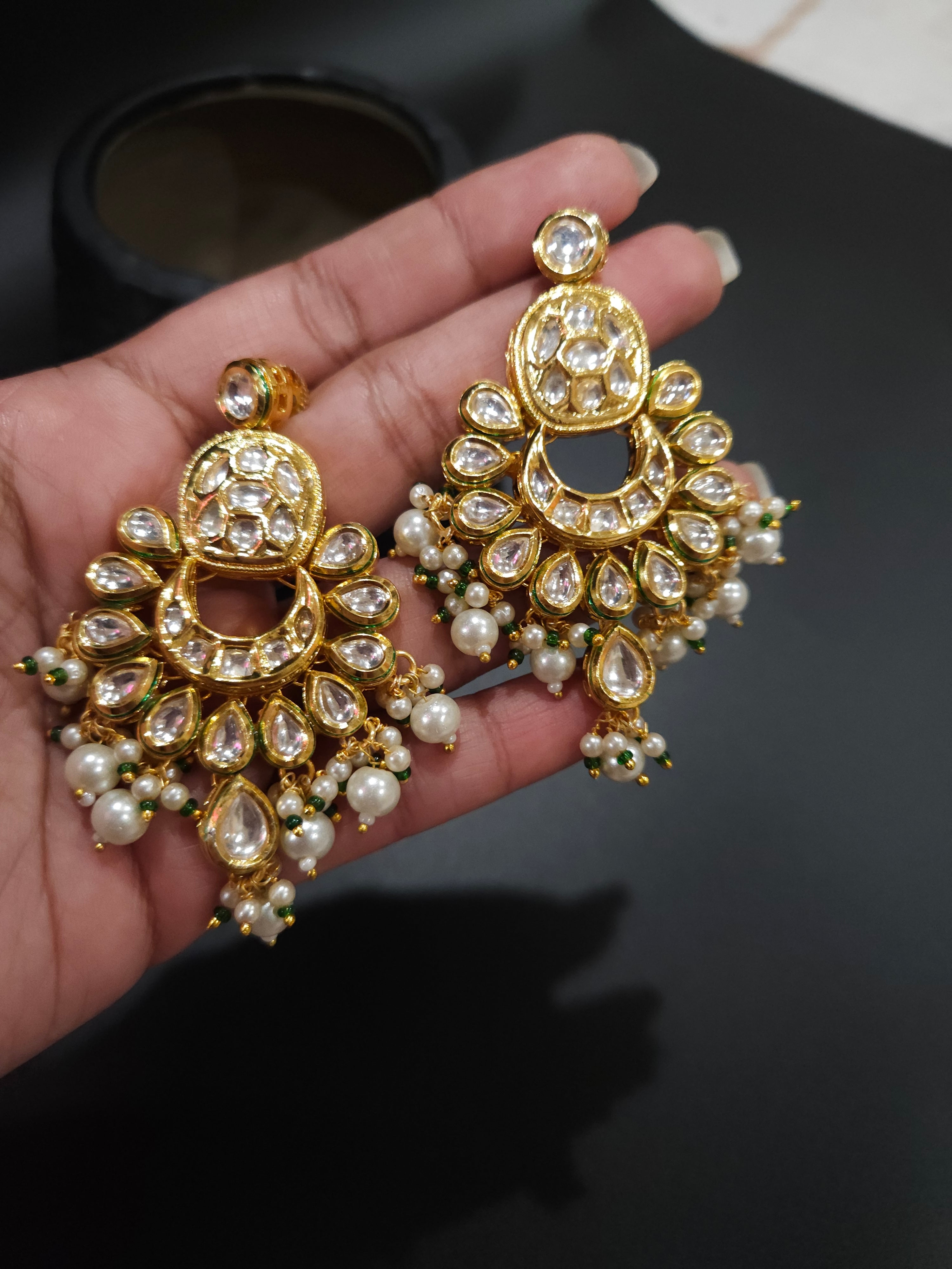 Gold Plated Kundan Chandbali earrings