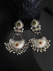 925 silver polish fusion jhumka earrings