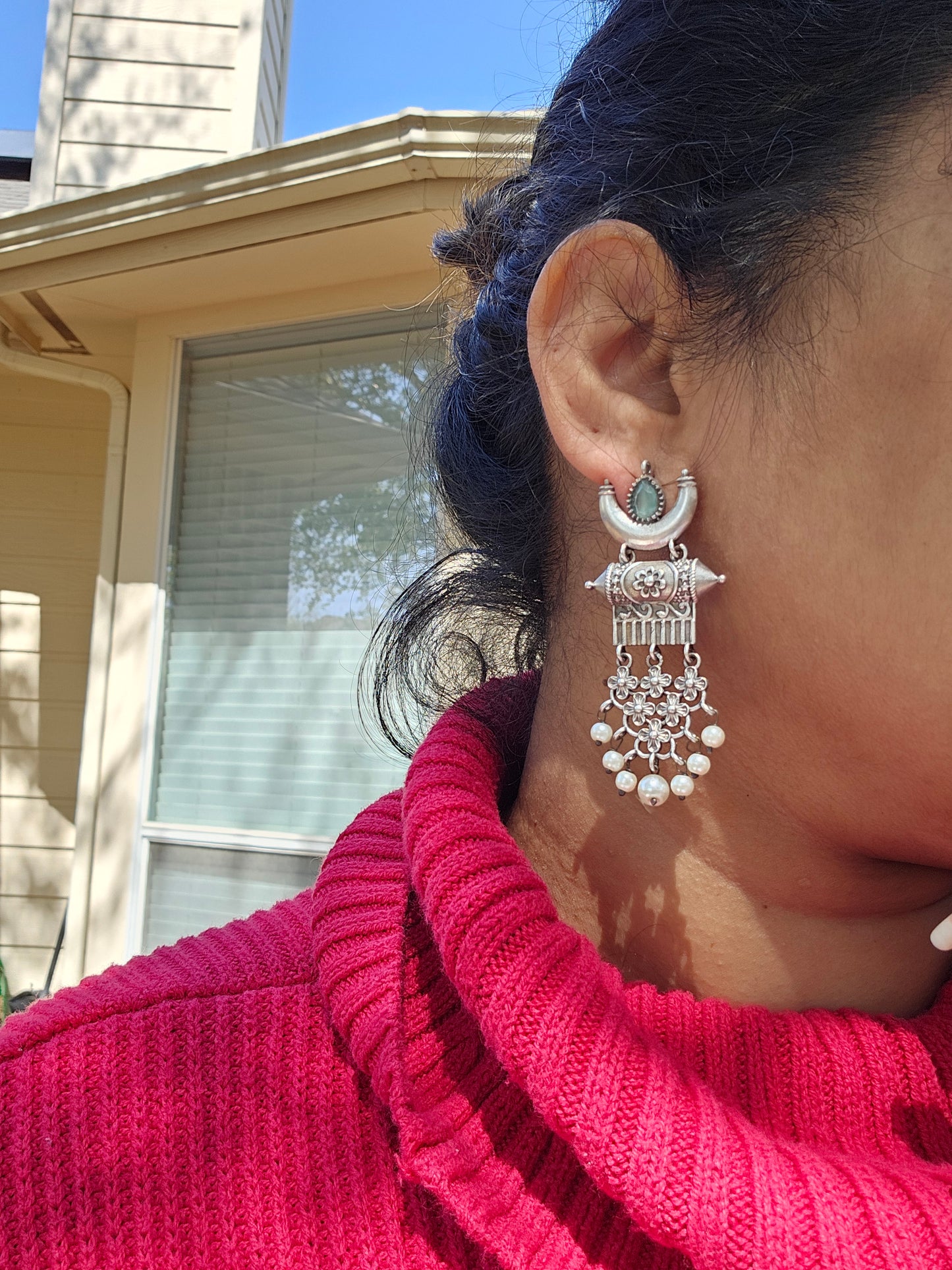 Aditya silver alike earrings