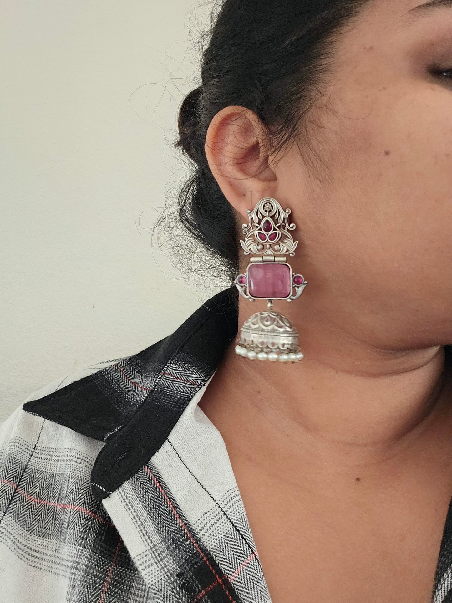 Aditya  silver alike jhumka earrings