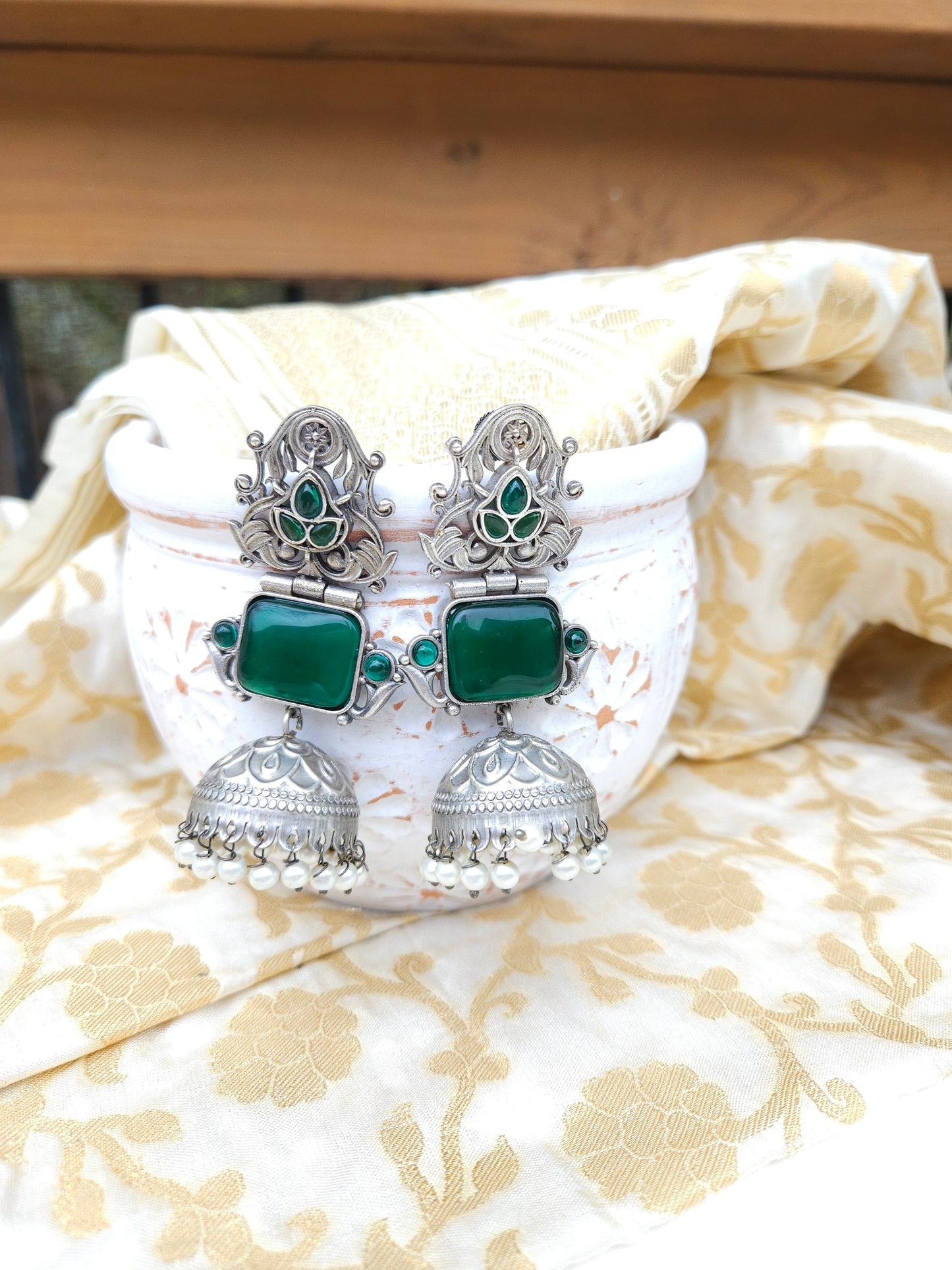 Aditya  silver alike jhumka earrings