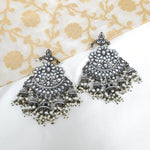 Black rodium plated jhumka earrings