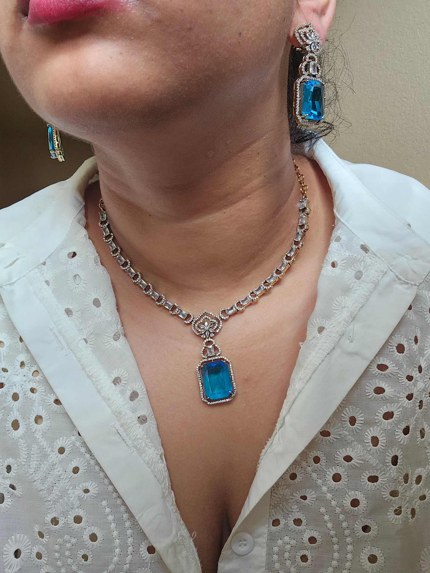 Victorian polki hasli necklace with earrings
