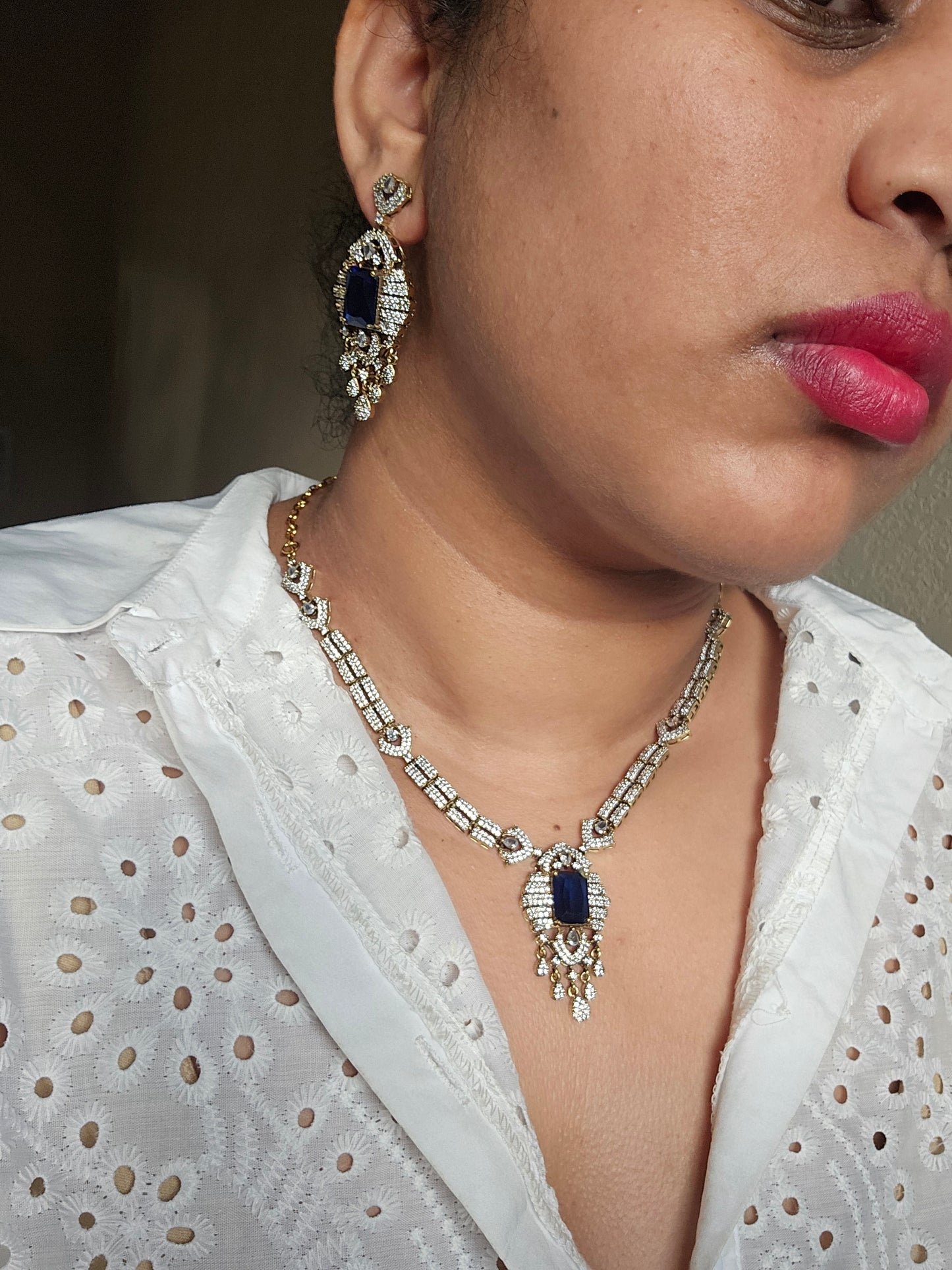 Victorian polki ad necklace with earrings