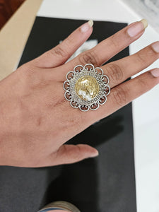 Kranthi silver alike dualtone ring