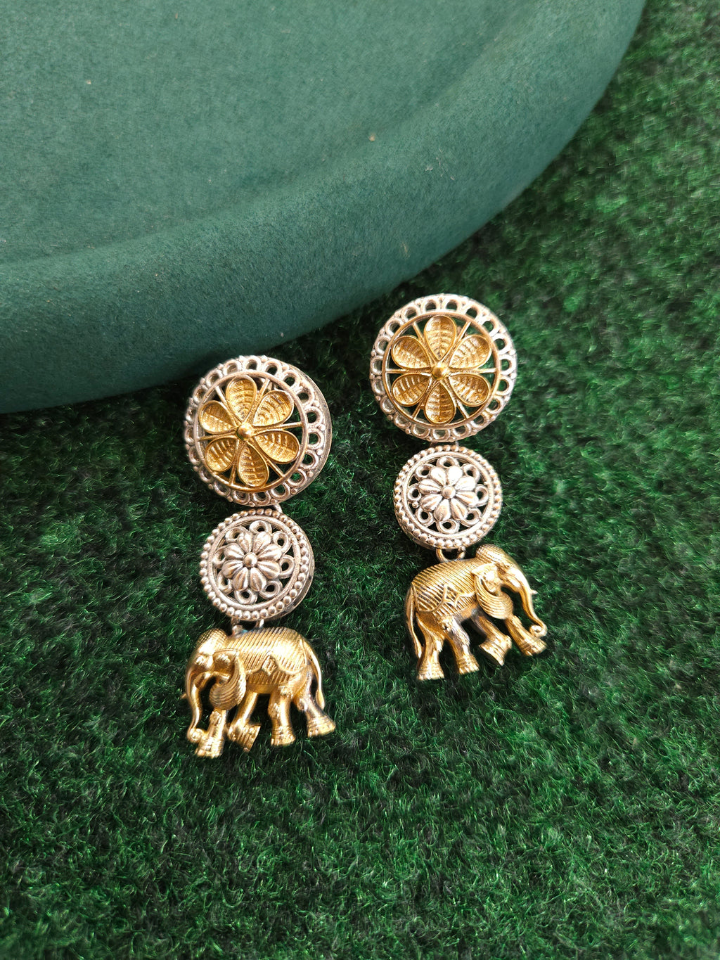 Anthara  elephant dualtone earrings