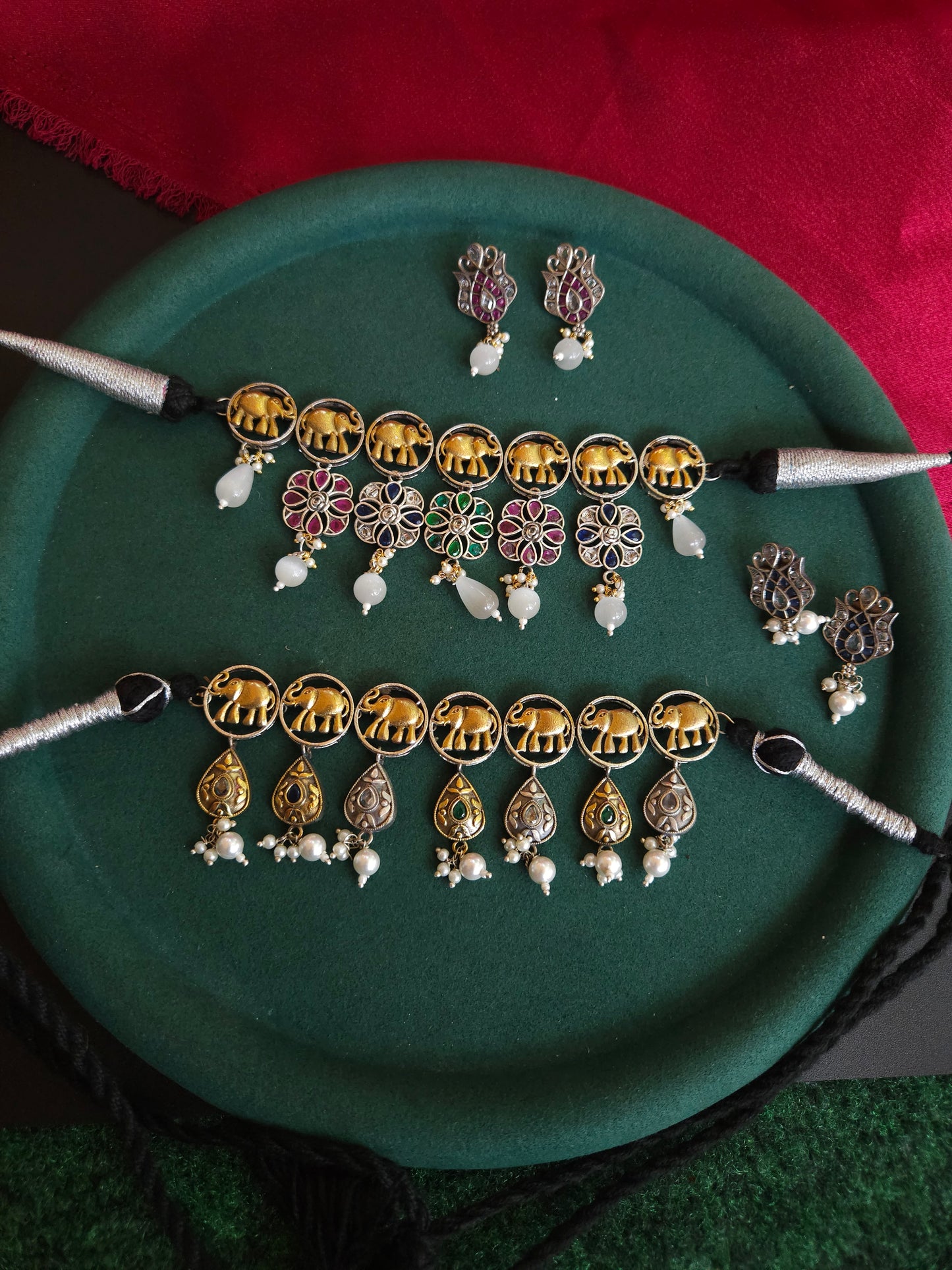 Chandrika dualtone choker necklace set