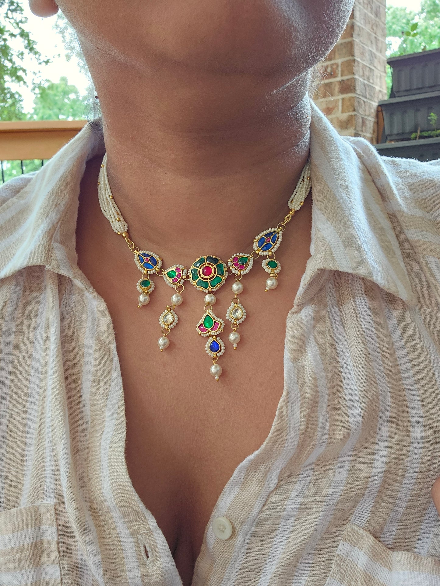 Aarvi pachi kundan necklace set