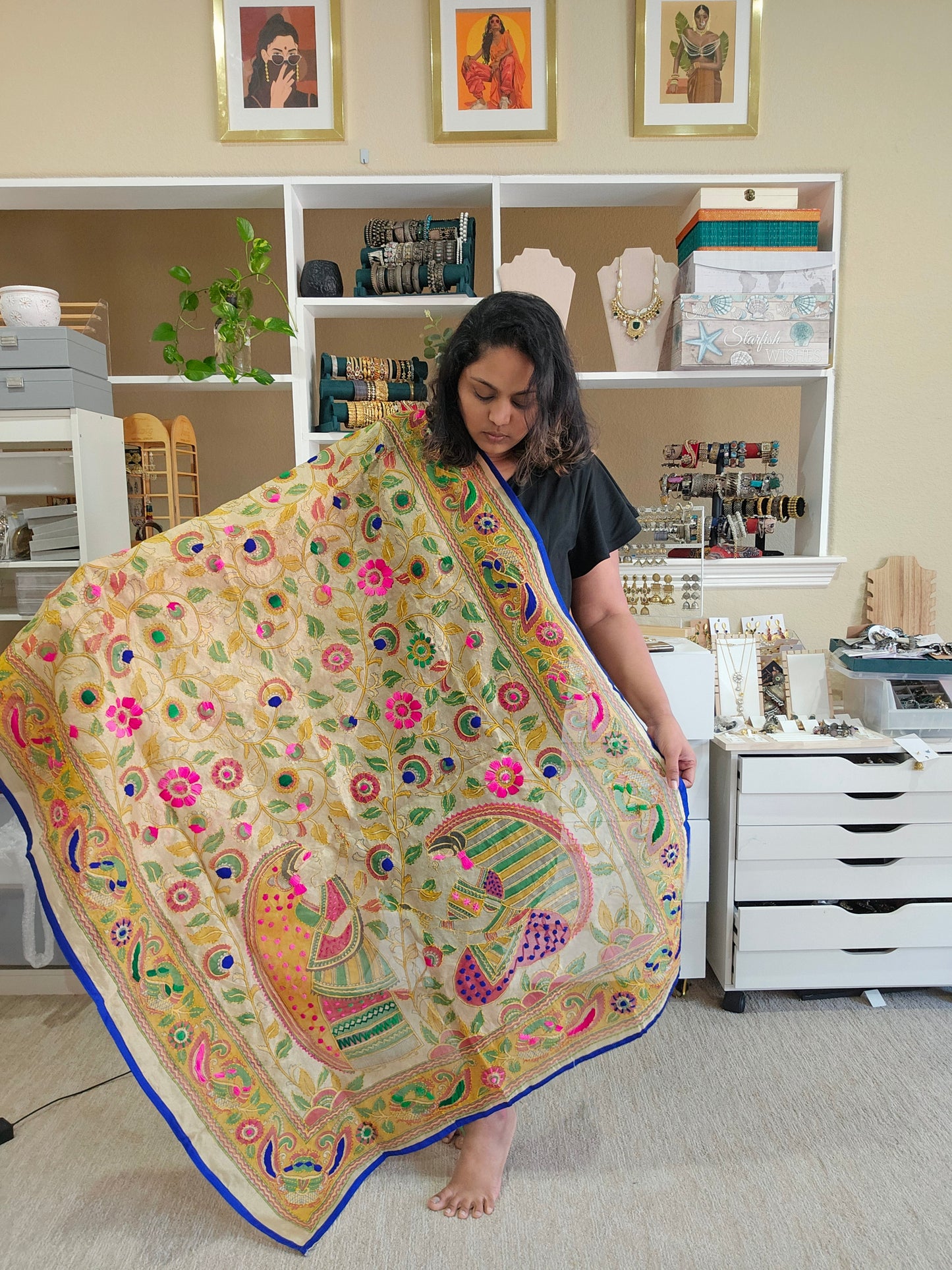 Madhubani dupatta phulkari dupatta
