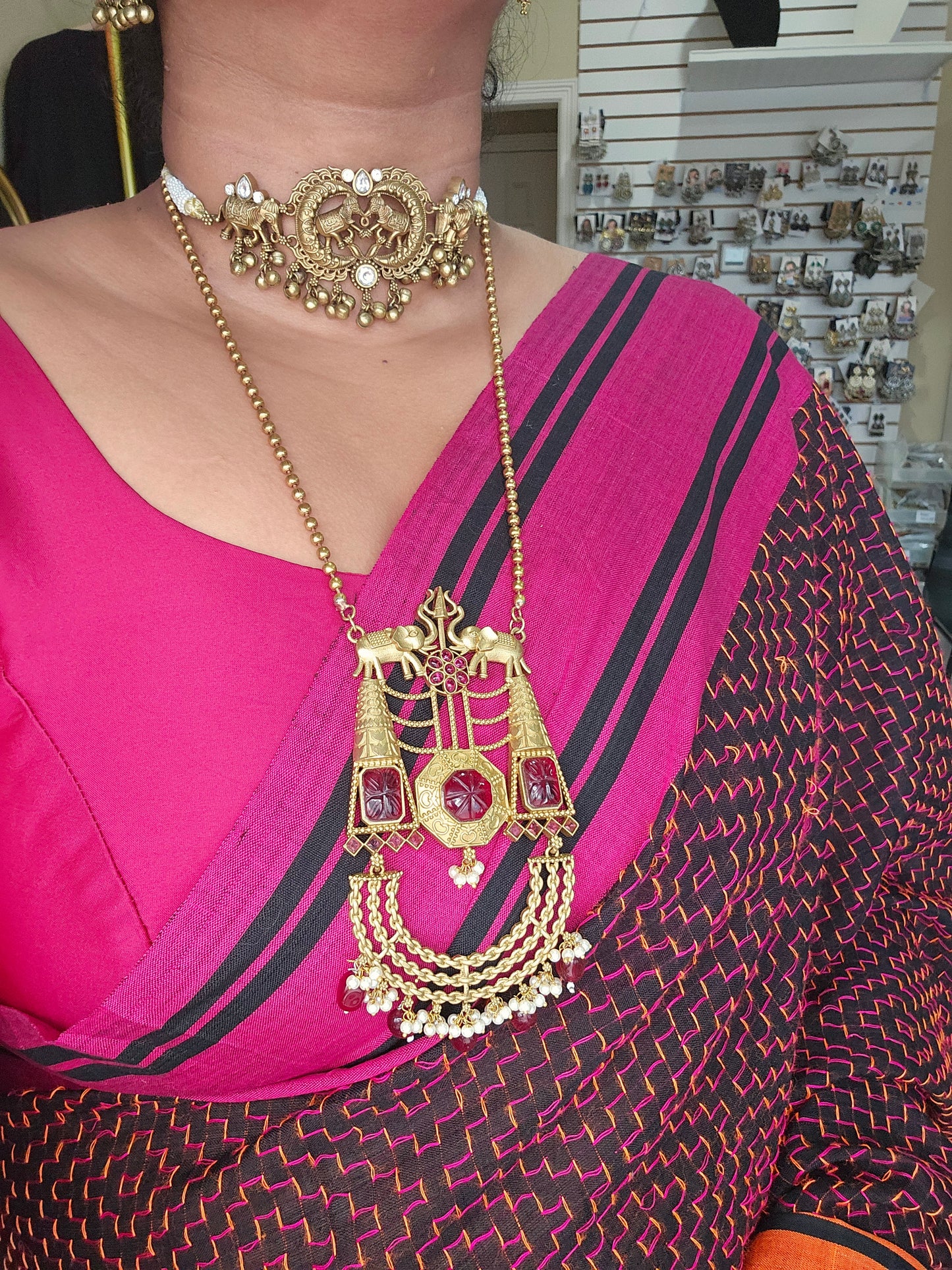 Rajwadi polish choker necklace set