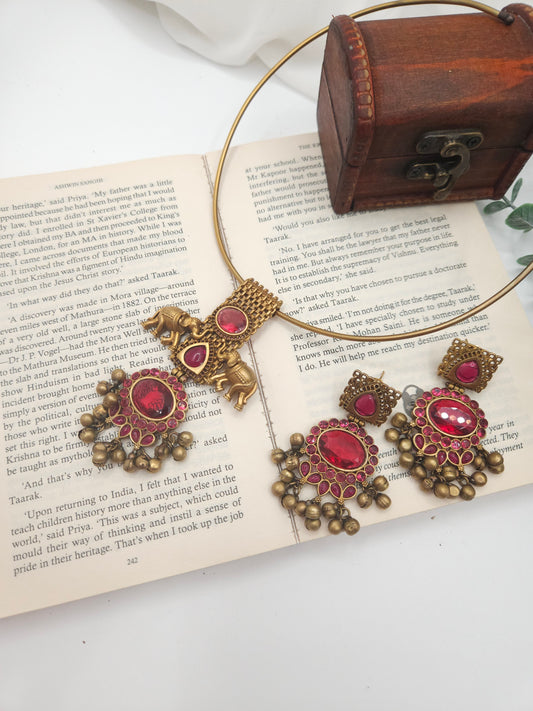 Rajwadi polish hasli necklace set