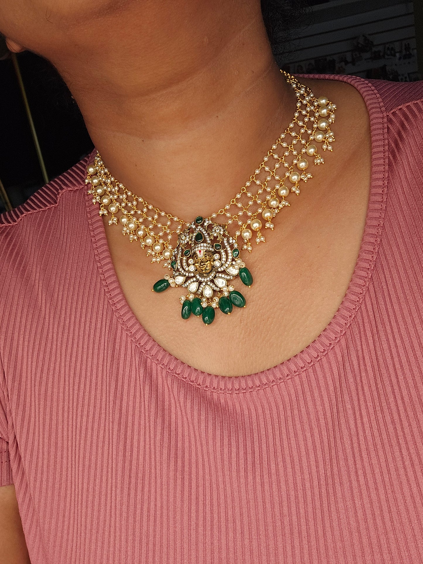 Victorian polki necklace with earrings