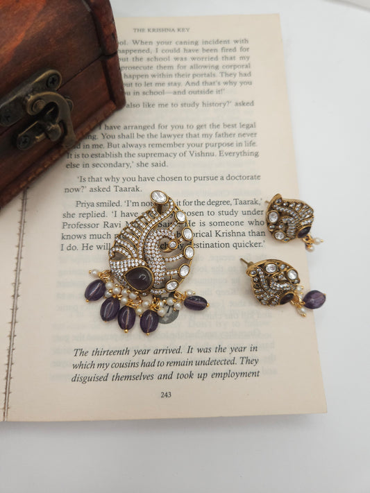 Victorian polki choker necklace set