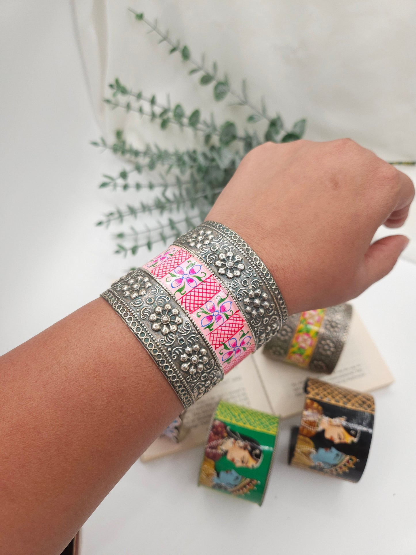 Ankitha silver alike Adjustable Kada Bangle