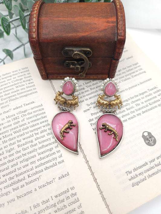 Mogul sabyasachi inspired dualtone silver alike earrings