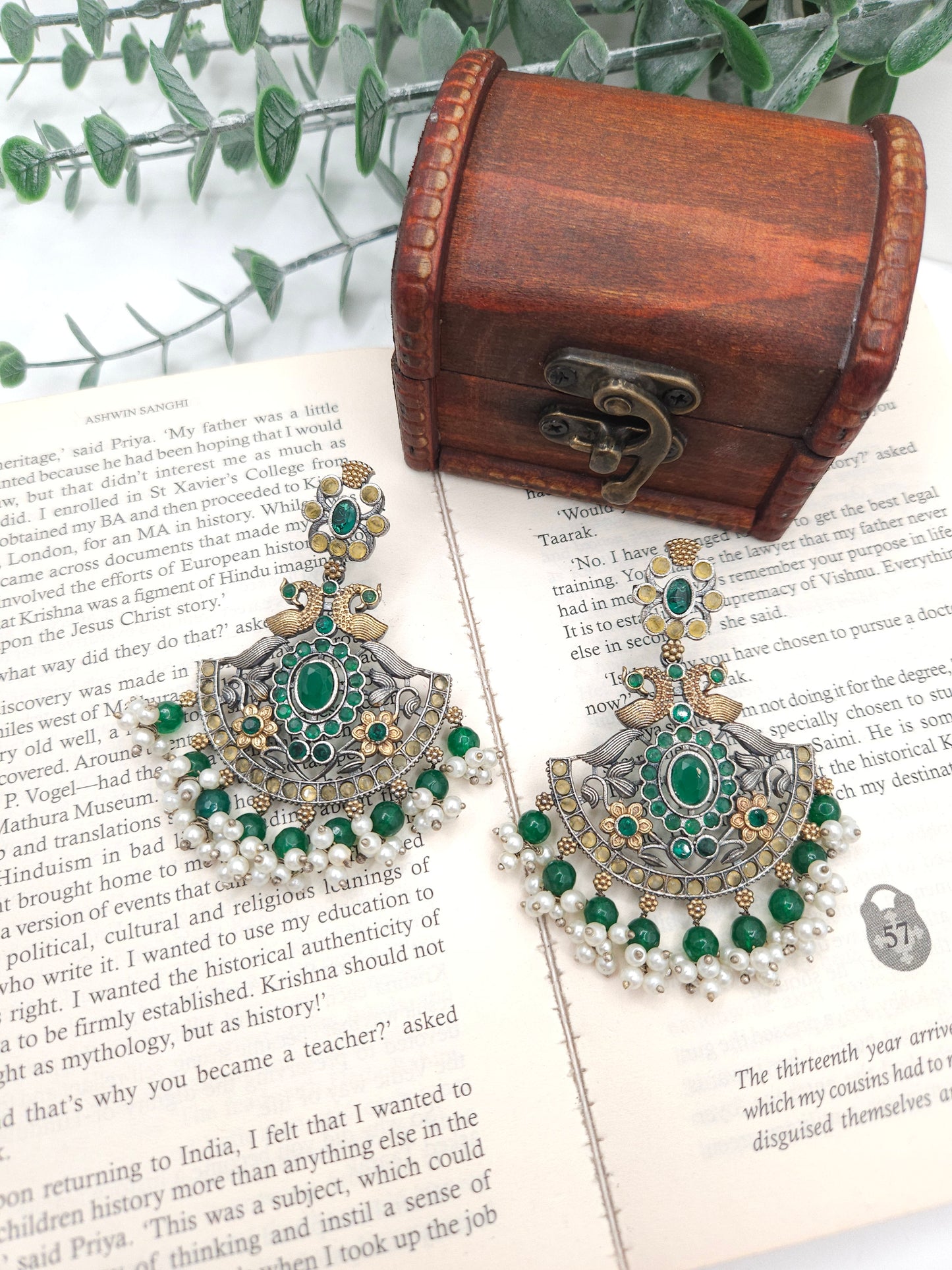 Chetna dual tone silver alike earrings