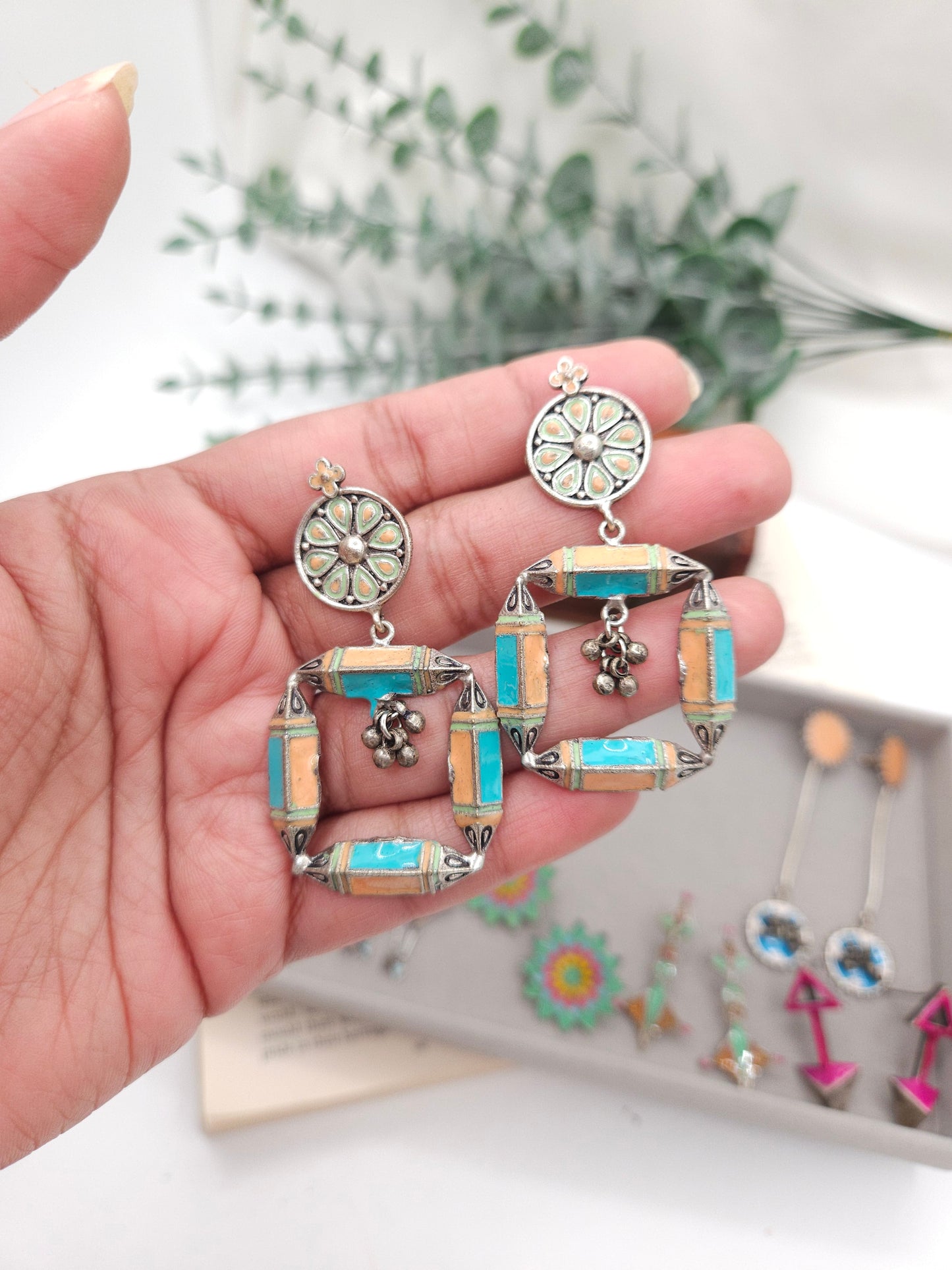 Amarpali inspired silver alike earrings