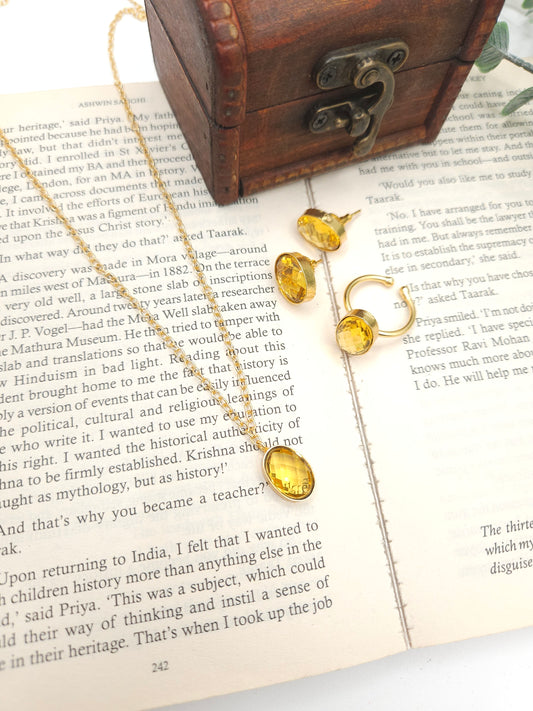 Alisha contemporary necklace earrings ring set