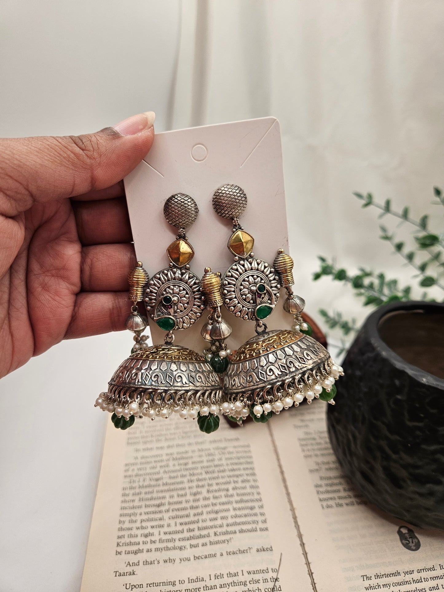 Aastha dualtone jhumka earrings