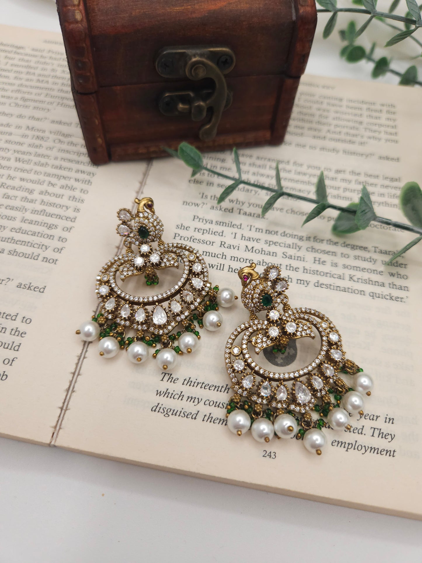 Victorian mossanite polki jhumka earrings