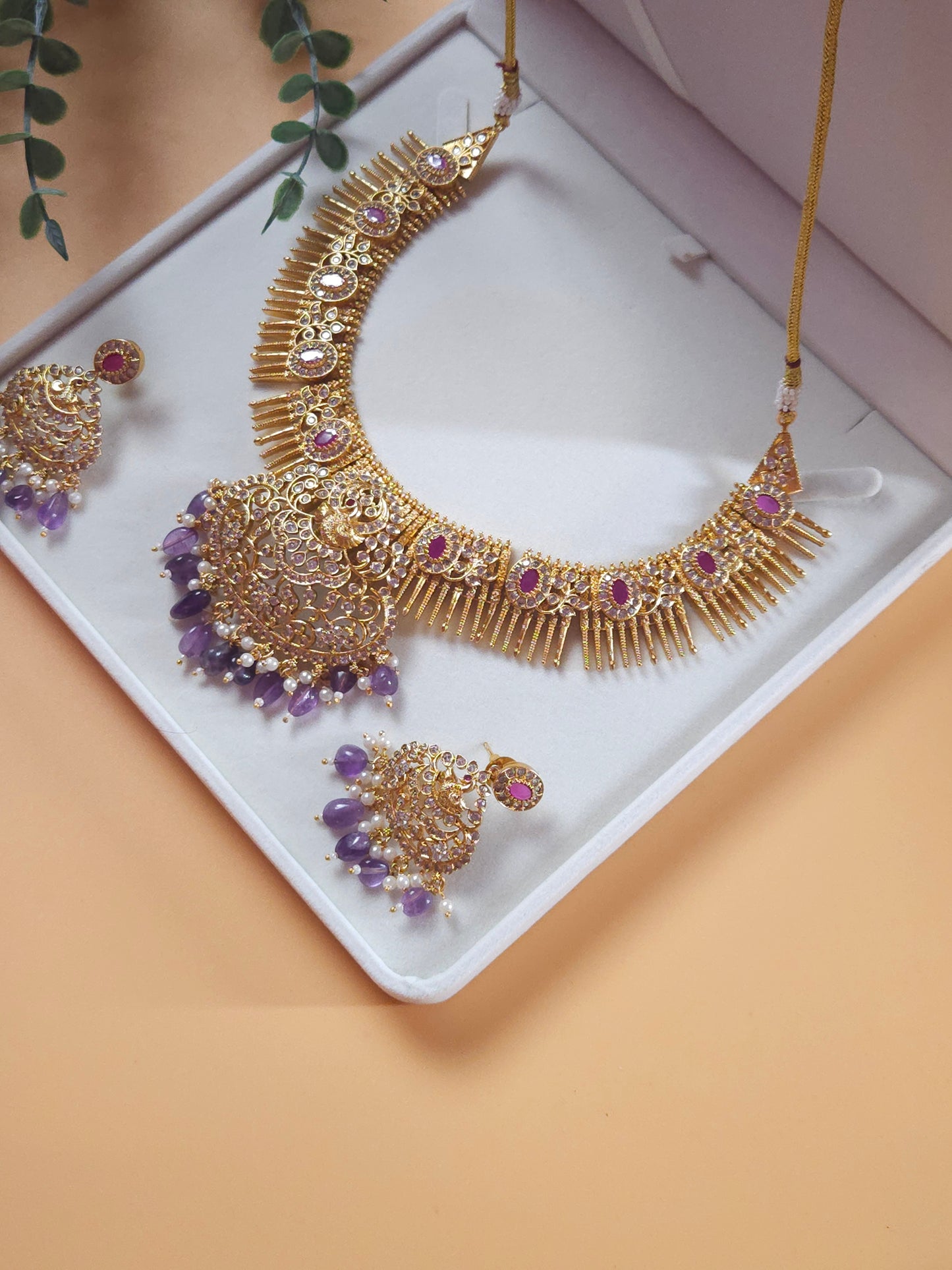 Anwitha goldplated statement necklace set