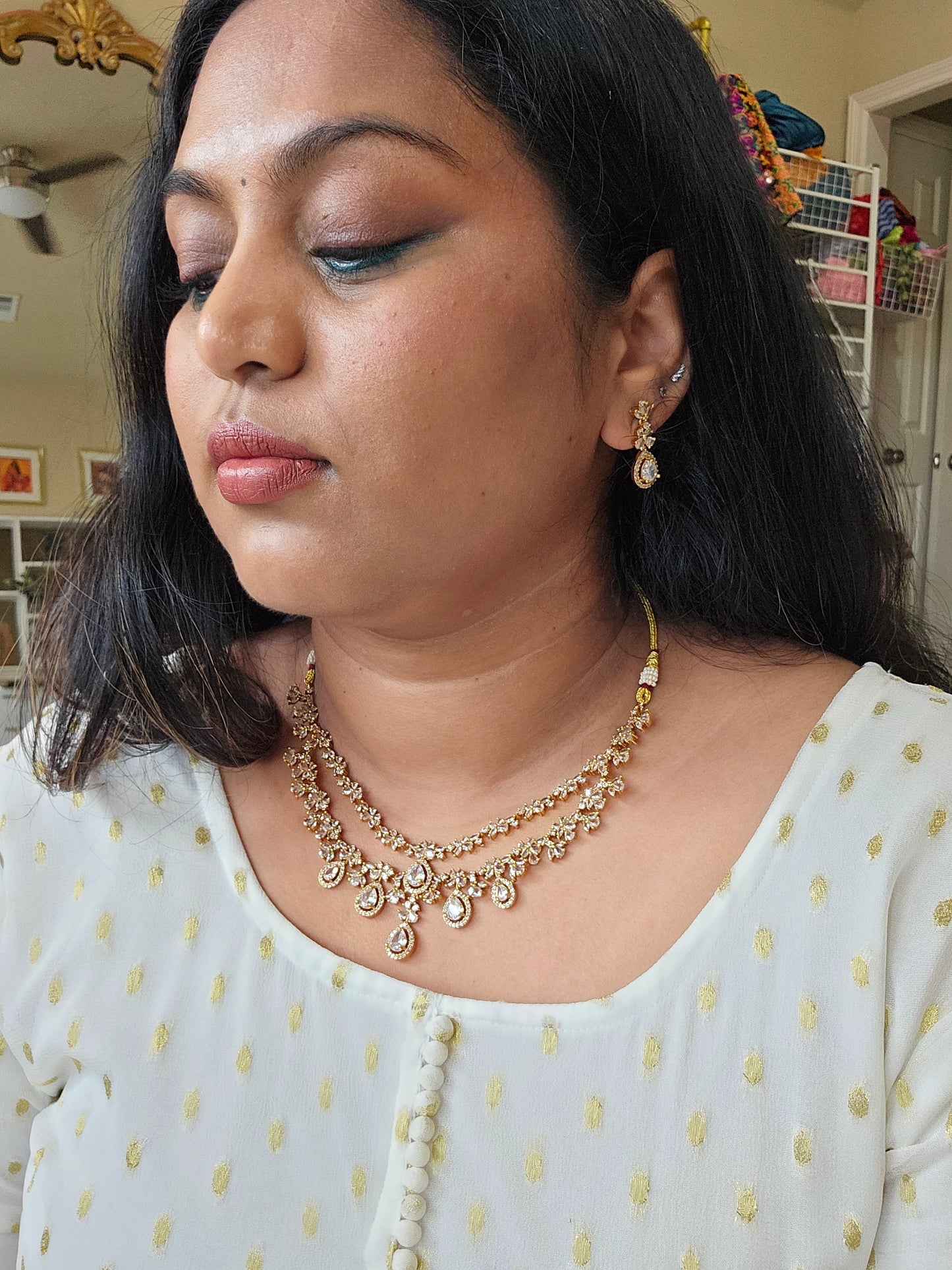 Bhani goldplated statement cz necklace set