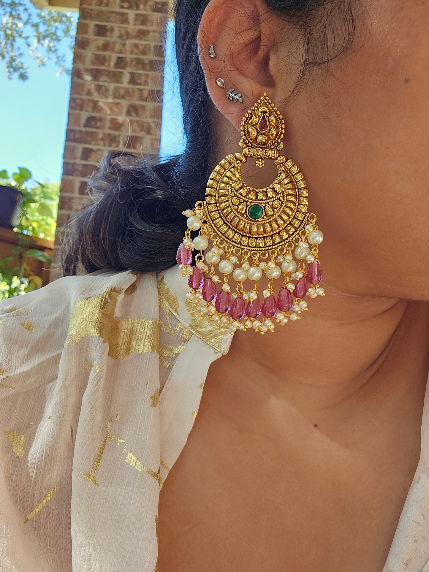 Ivana goldplated chandbali earrings