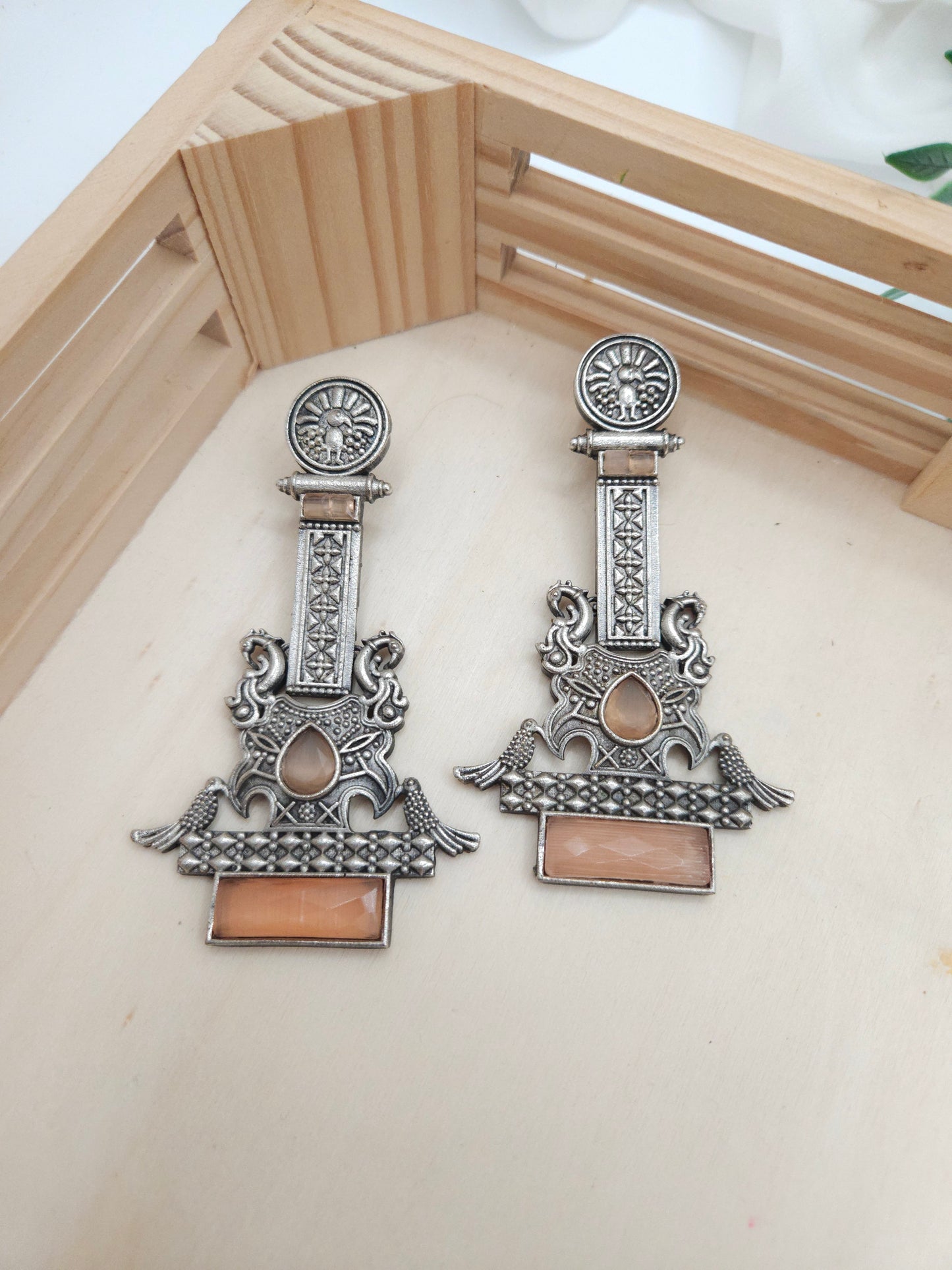 Anthara silveralike statement  earrings