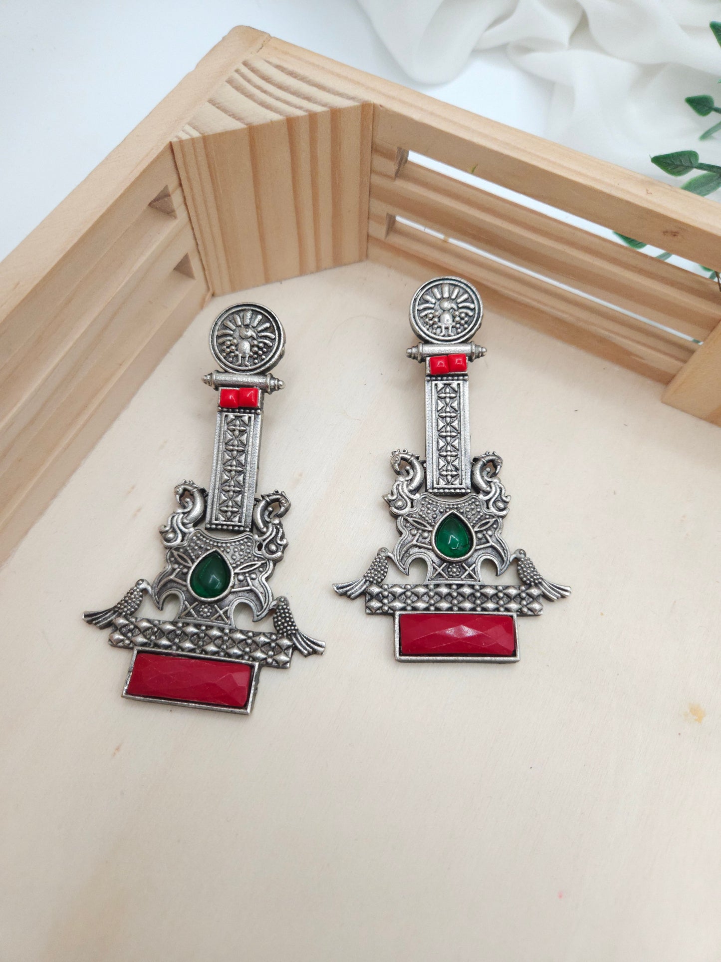 Anthara silveralike statement  earrings