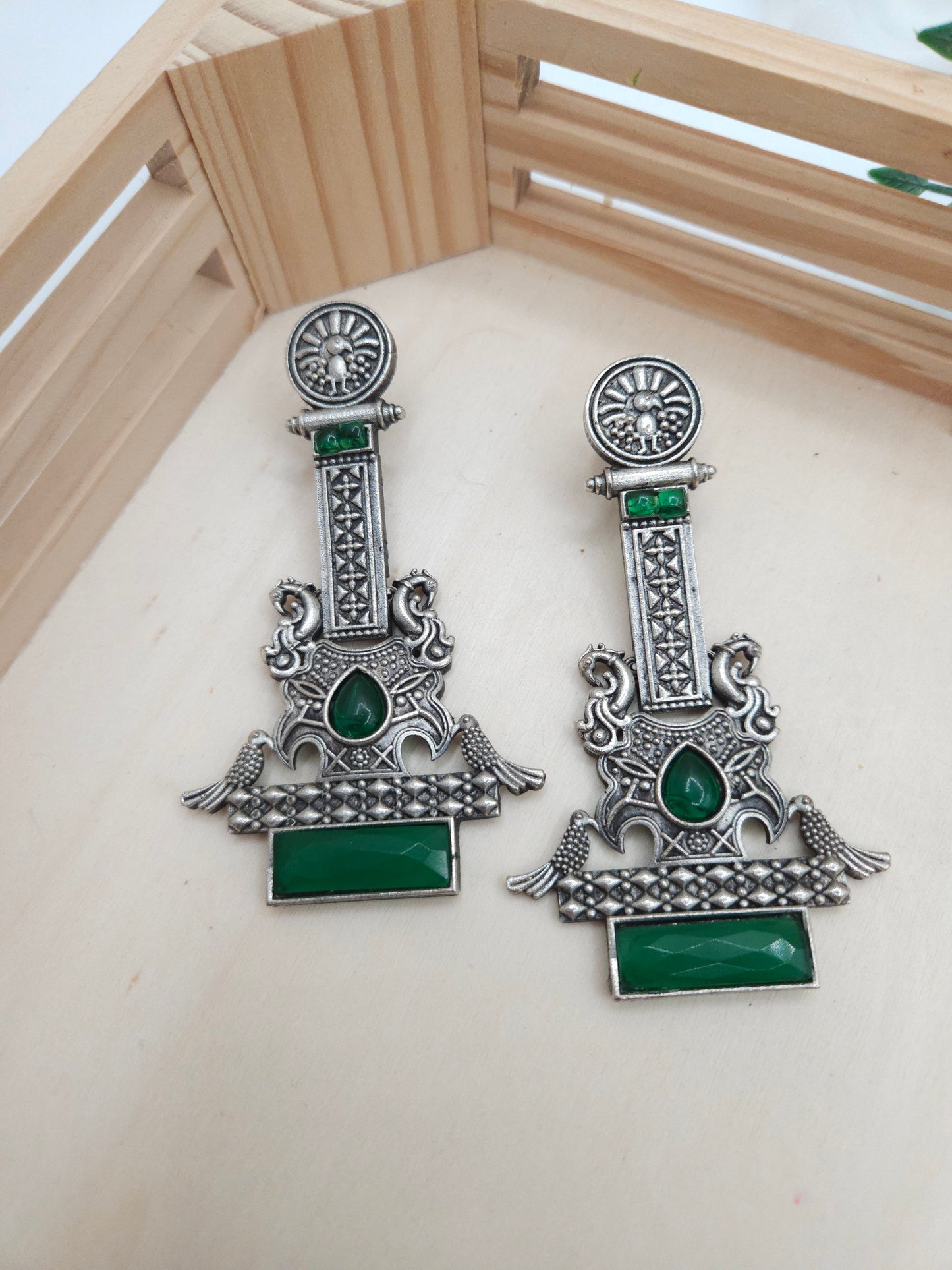 Anthara silveralike statement  earrings