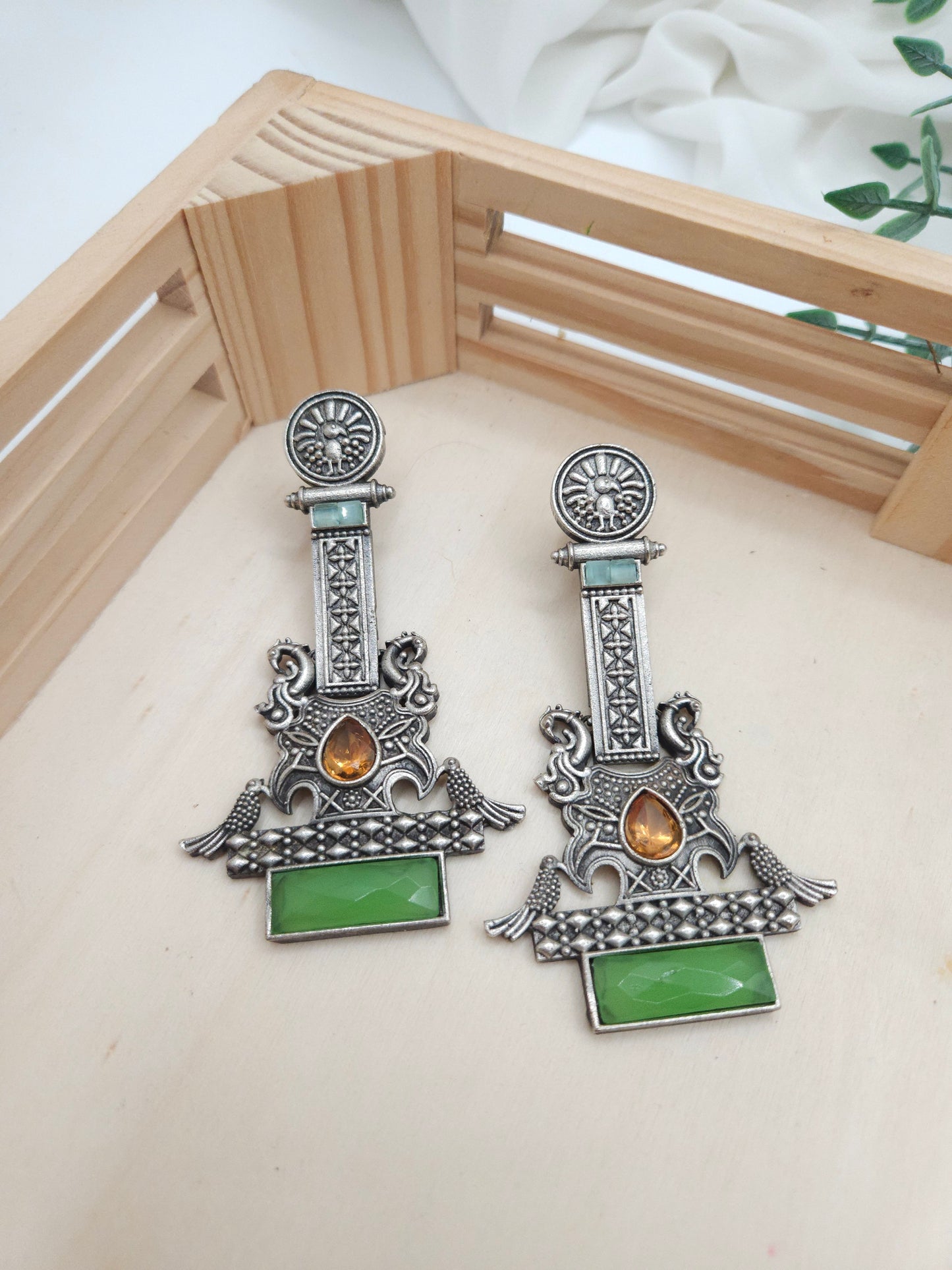 Anthara silveralike statement  earrings