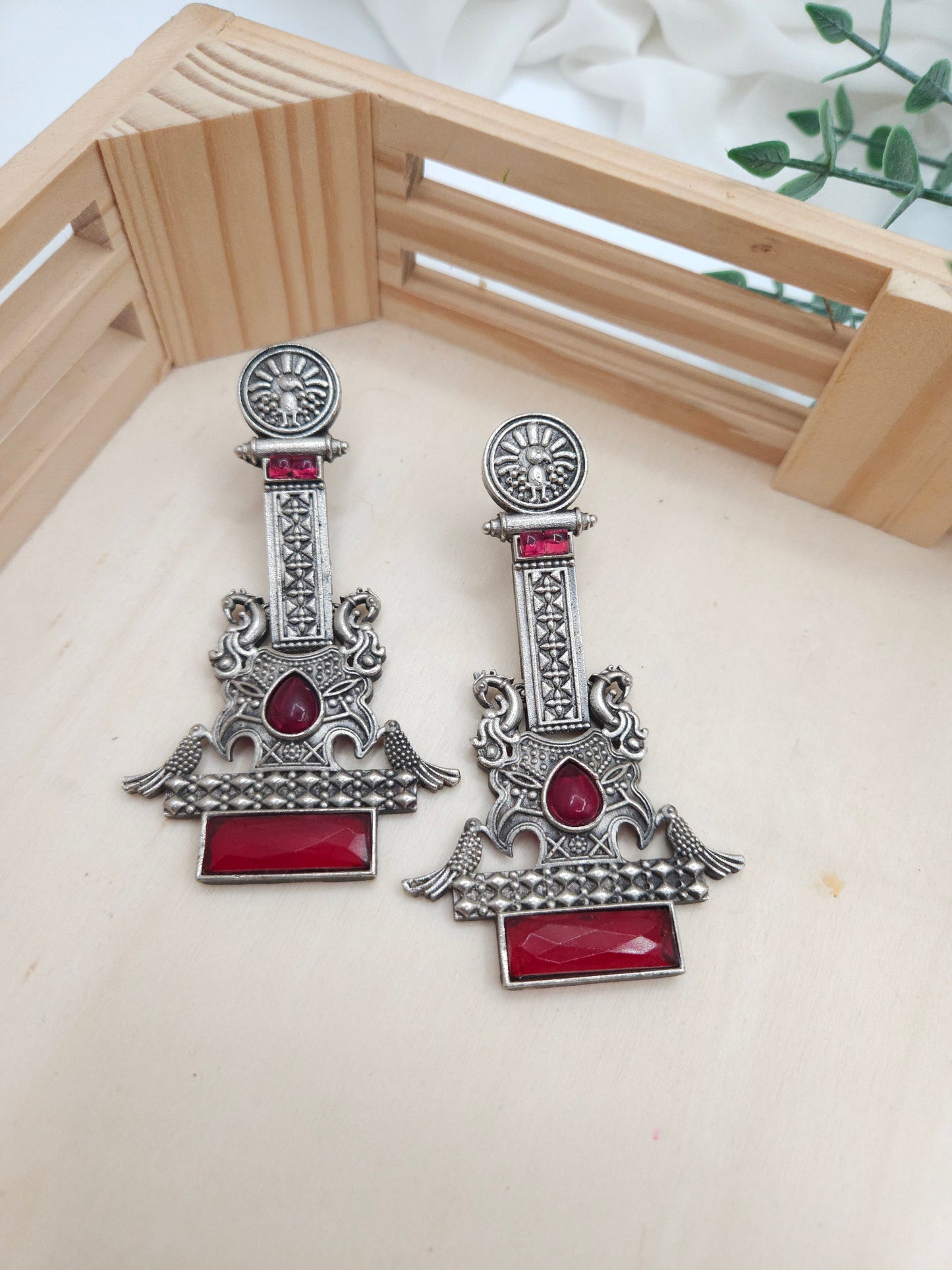 Anthara silveralike statement  earrings