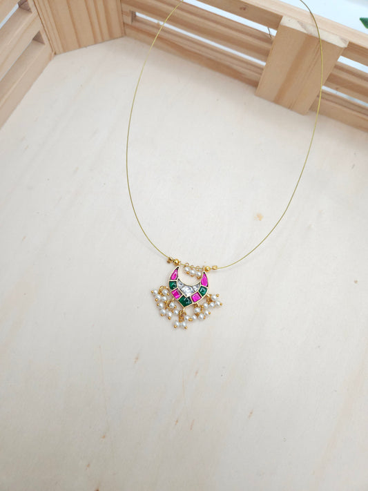 Fish jadau kundan invisible necklace