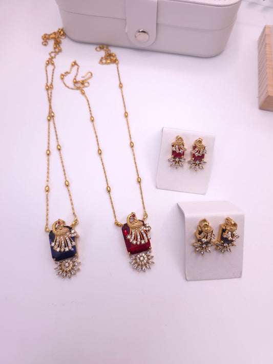 Aarvi cz polki dainty necklace set