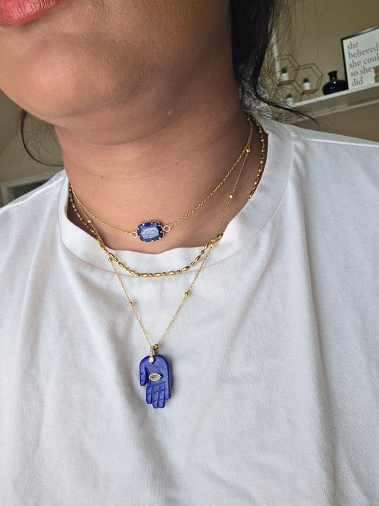 Lapis Lazuli gold plated stainless steel necklace