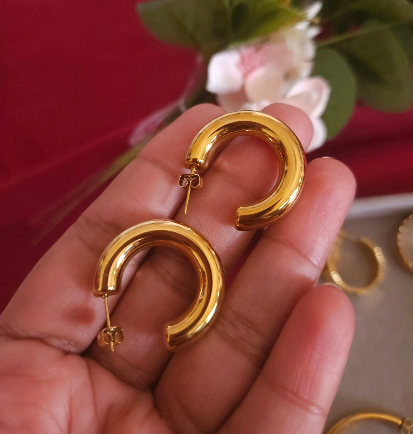 Ariana stainless contemporary hoop earrings collection