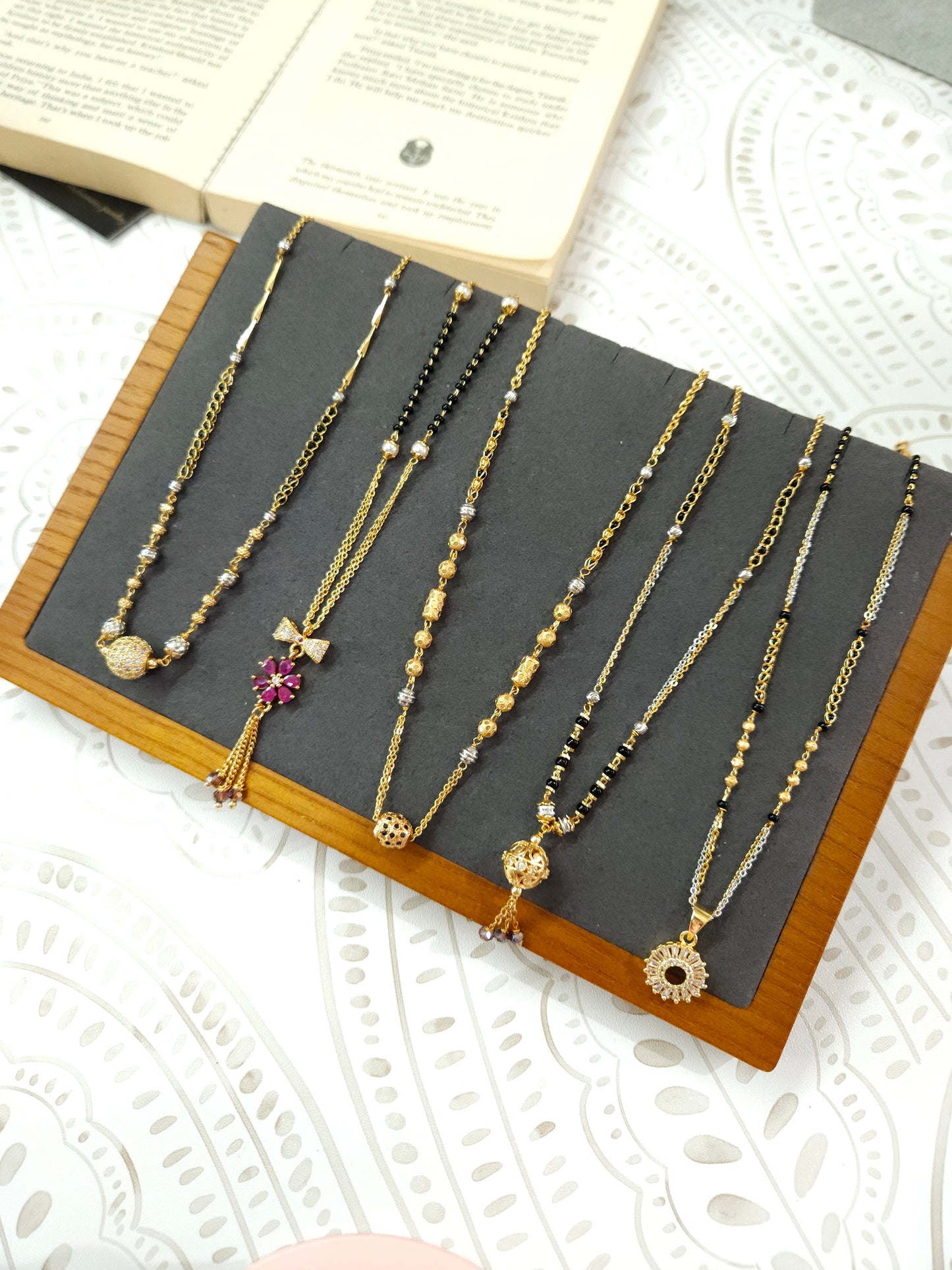 Bruh Gold plated black bead necklace