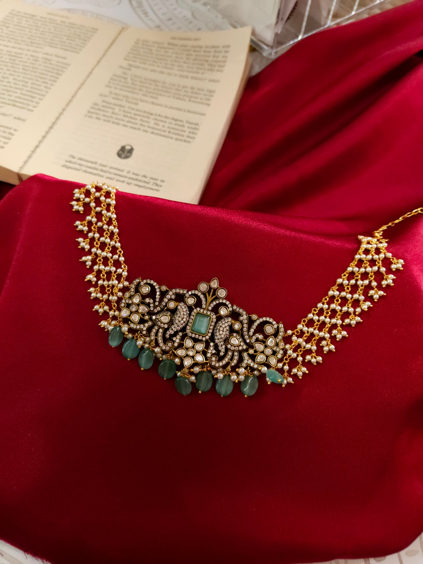 Victorian polki necklace with earrings
