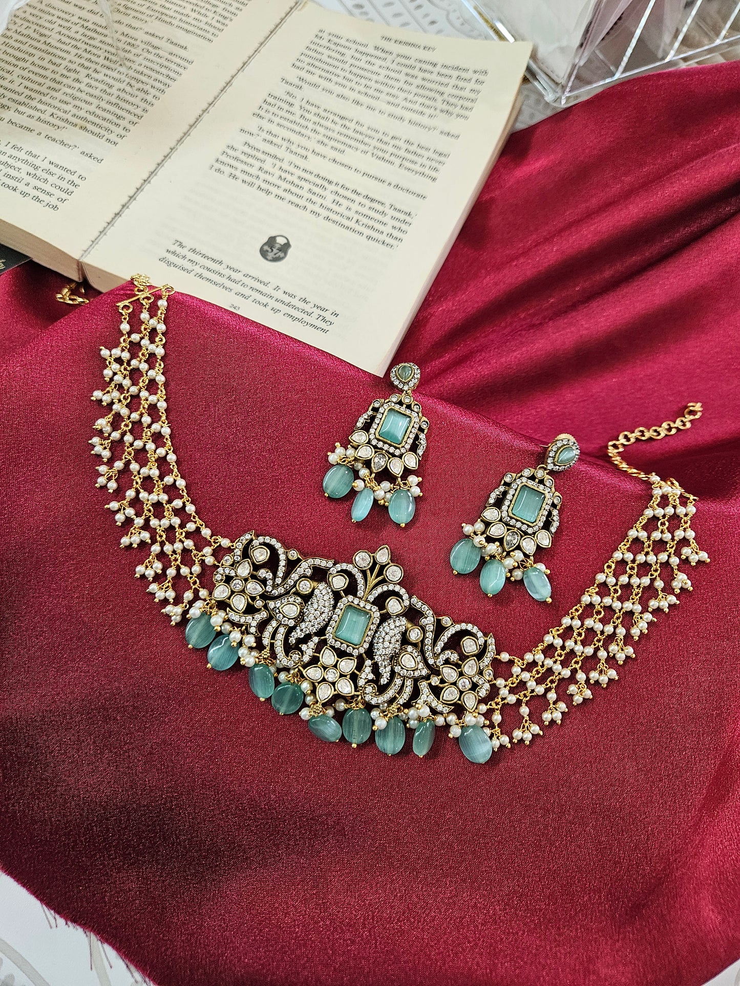 Victorian polki necklace with earrings