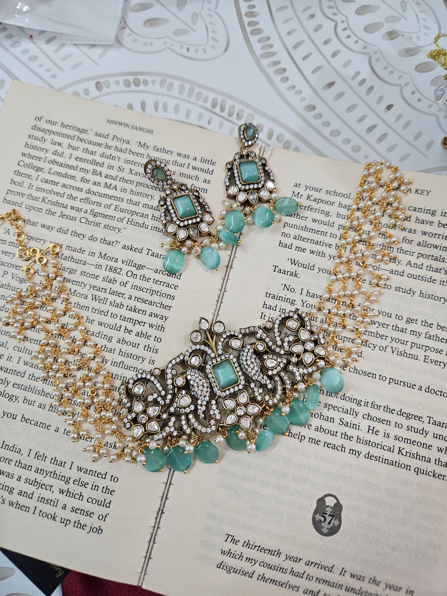 Victorian polki necklace with earrings
