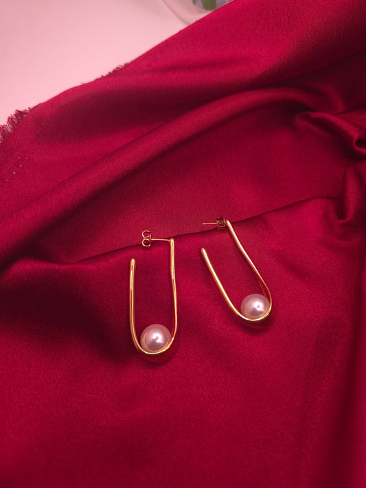 Pearl stainless steel contemporary earrings
