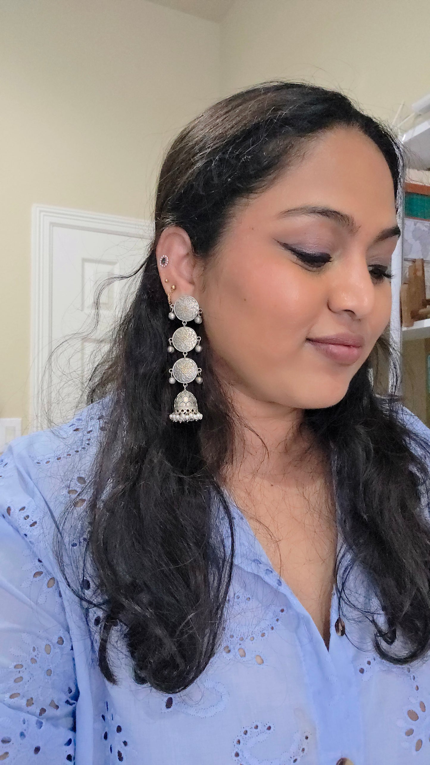 Anthara light weight dualtone jhumka earrings