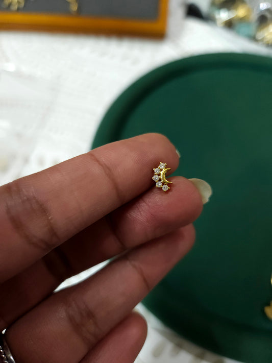 Moon 925 silver pierced nose pin