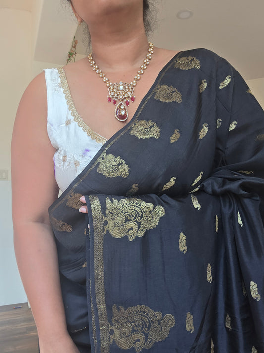 Black Victorian silk saree