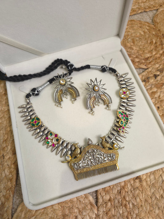 Achyutha 925 silver polish fusion necklace set