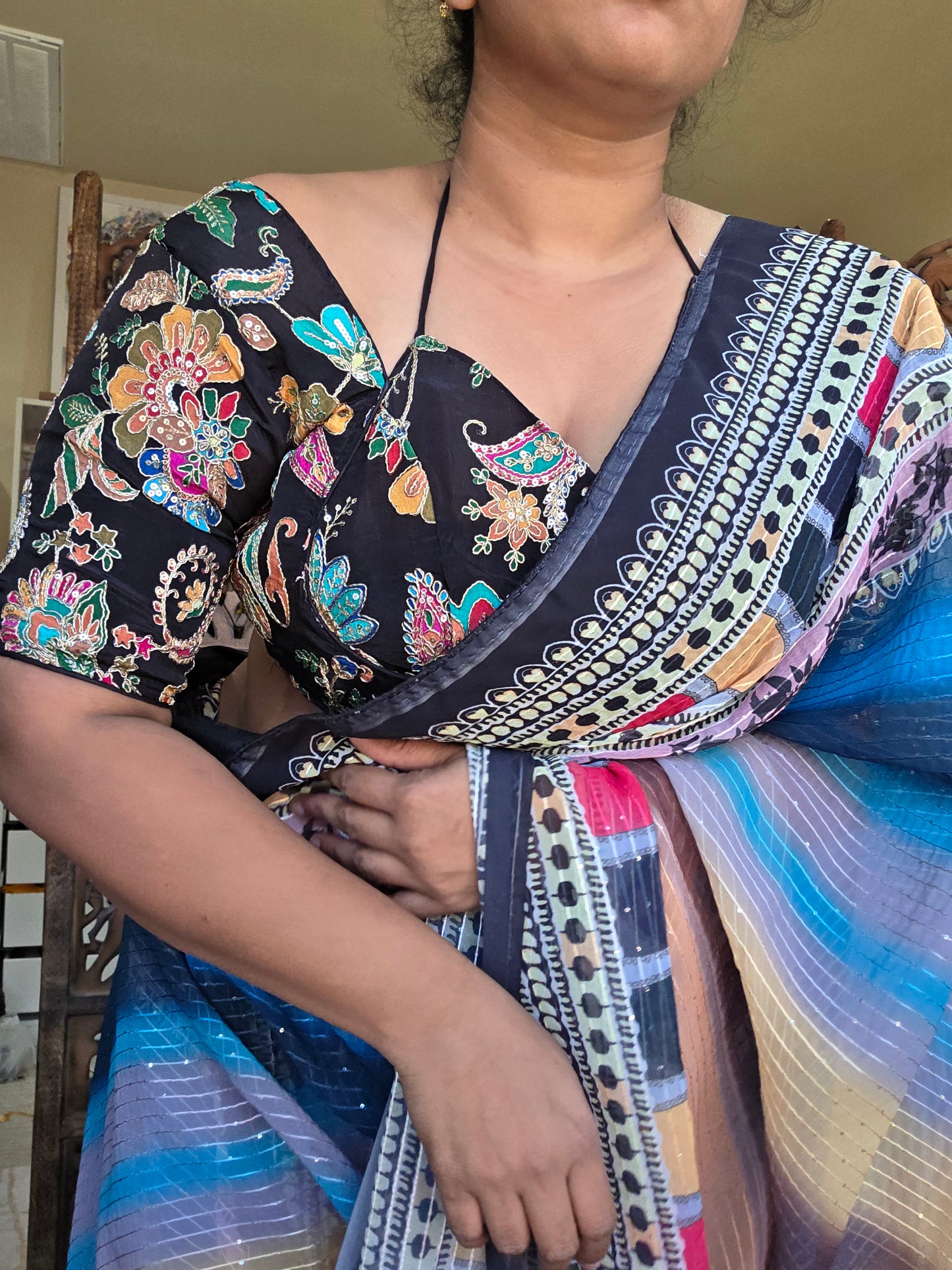 Crepe Viscose Halter Neck Blouse